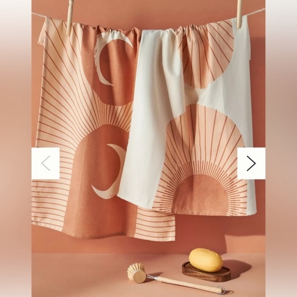 Anthropologie Other - Pair of Anthropologie Diptych kitchen towel sun and moon NEW